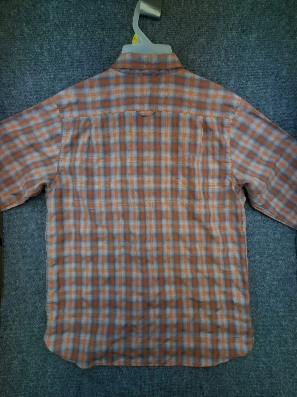 The North Face Men's Large Orange Plaid Long Sleeve Button Up Shirt Modal Blend